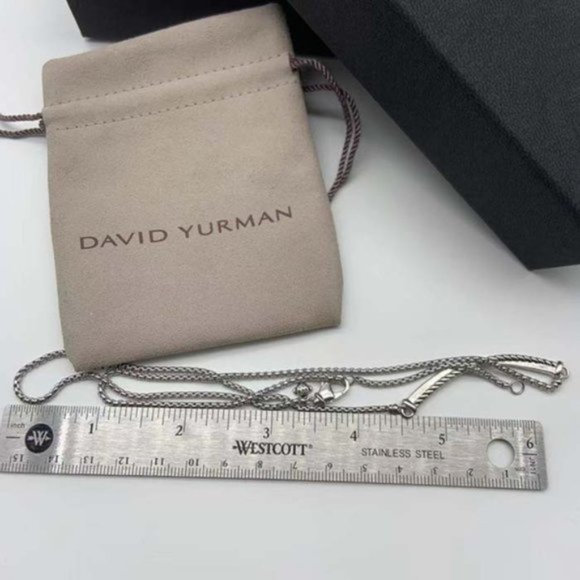 David Yurman Sterling Silver Crossover Bar Pendant Necklace - Picture 3 of 11